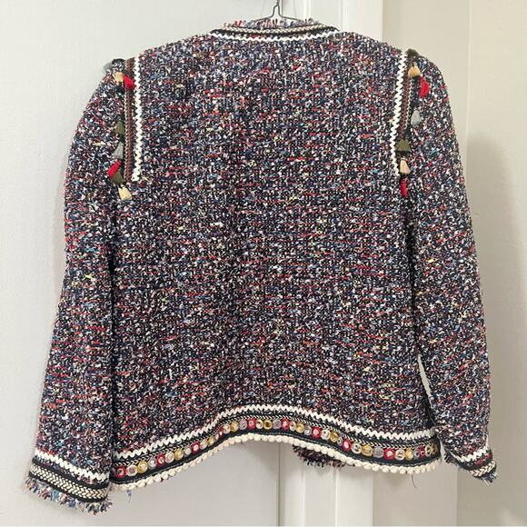 Zara Tweed Blazer with Trim Size Medium - Picture 6 of 7